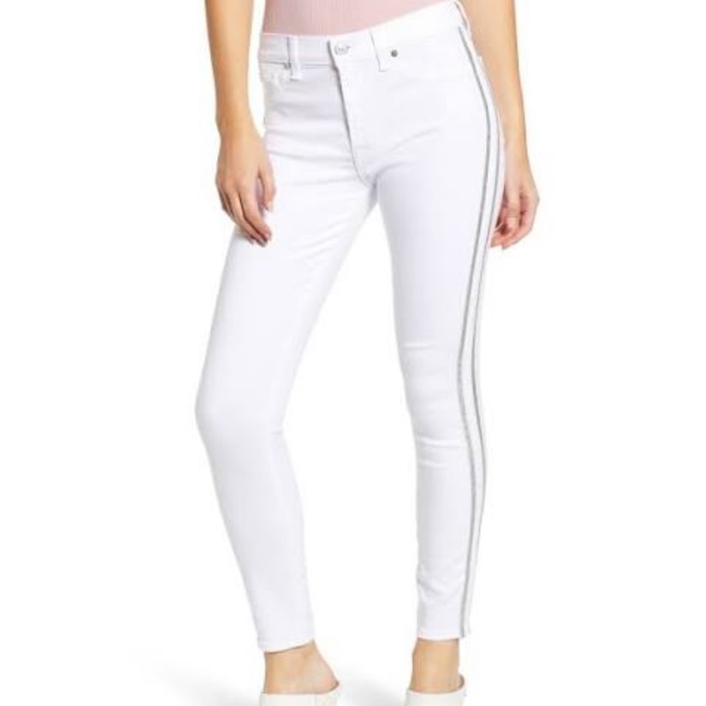 7 for all mankind metallic side stripe skinny NWOT